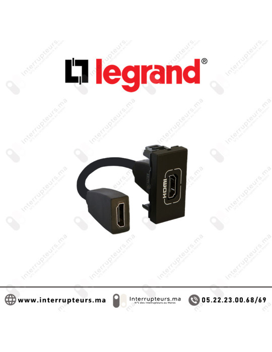 Prise HDMI V2.0 Legrand Mosaic 1M Noir mat 079478L Casablanca Maroc