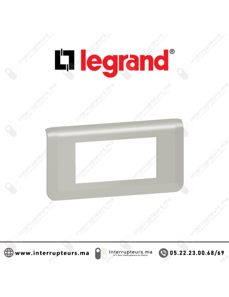 Plaque Legrand Mosaic 4M hor Aluminium 079314L Casablanca Maroc