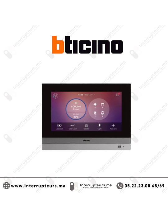 Ecran capacitif tactile BTICINO 7" aluminium BT3488 Casablanca Maroc