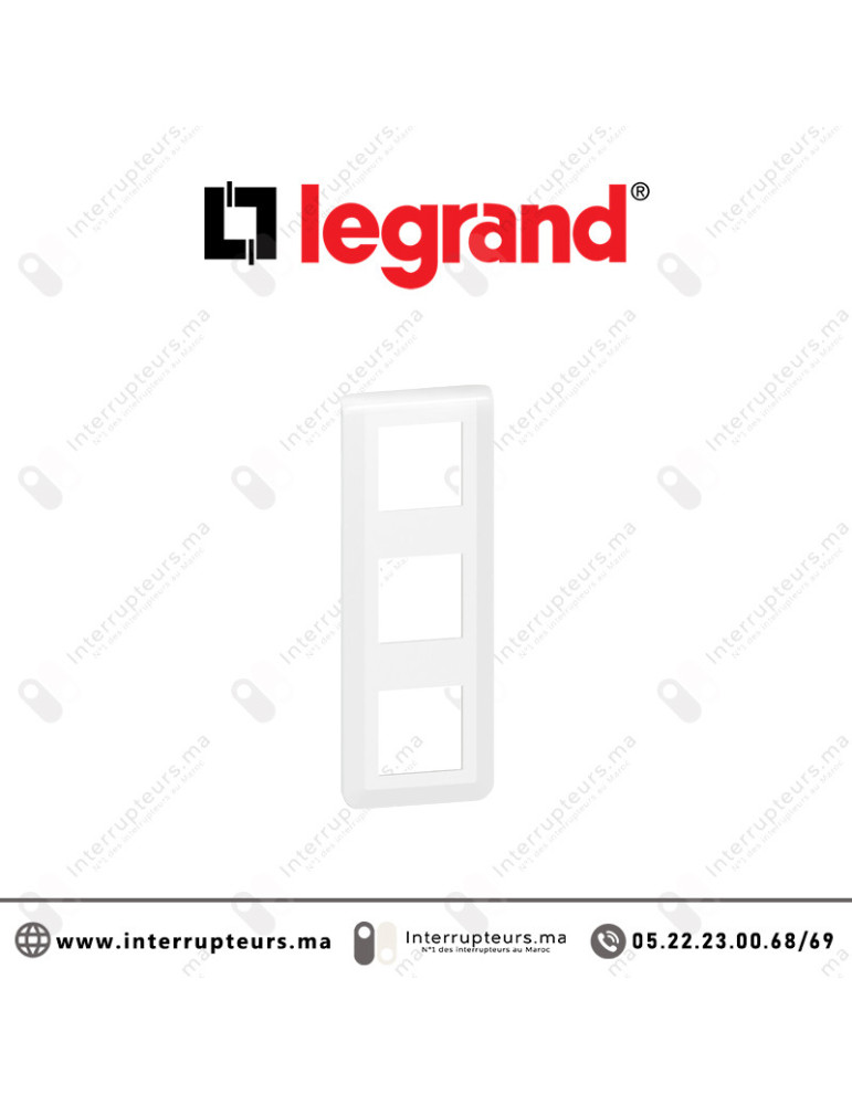 Plaque vertical 3x2 modules Legrand Mosaic Blanc 078823L Casablanca Maroc