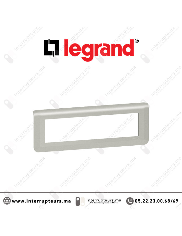 Plaque 8 modules Legrand Mosaic hor Aluminium 079318L Casablanca Maroc