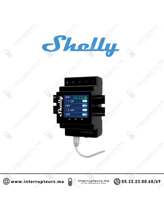 Relais domotique SHELLY Wi-Fi Pro 4 canaux avec mesure de consommation Casablanca Maroc