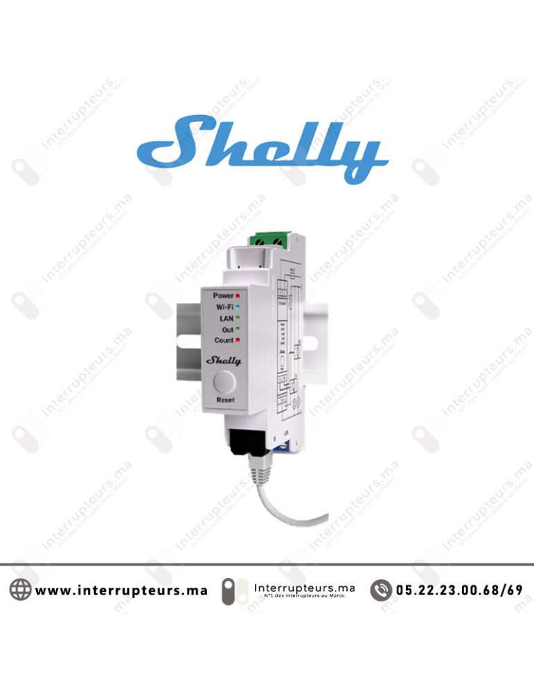Relais domotique SHELLY Wi-Fi Pro EM compteur avec pince 50A SHELLY-PROEM Casablanca Maroc