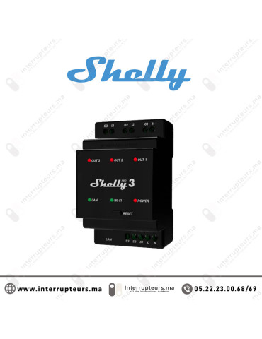 Relais domotique SHELLY Wi-Fi Pro 3 canaux SHELLY-PRO3 Casablanca Maroc
