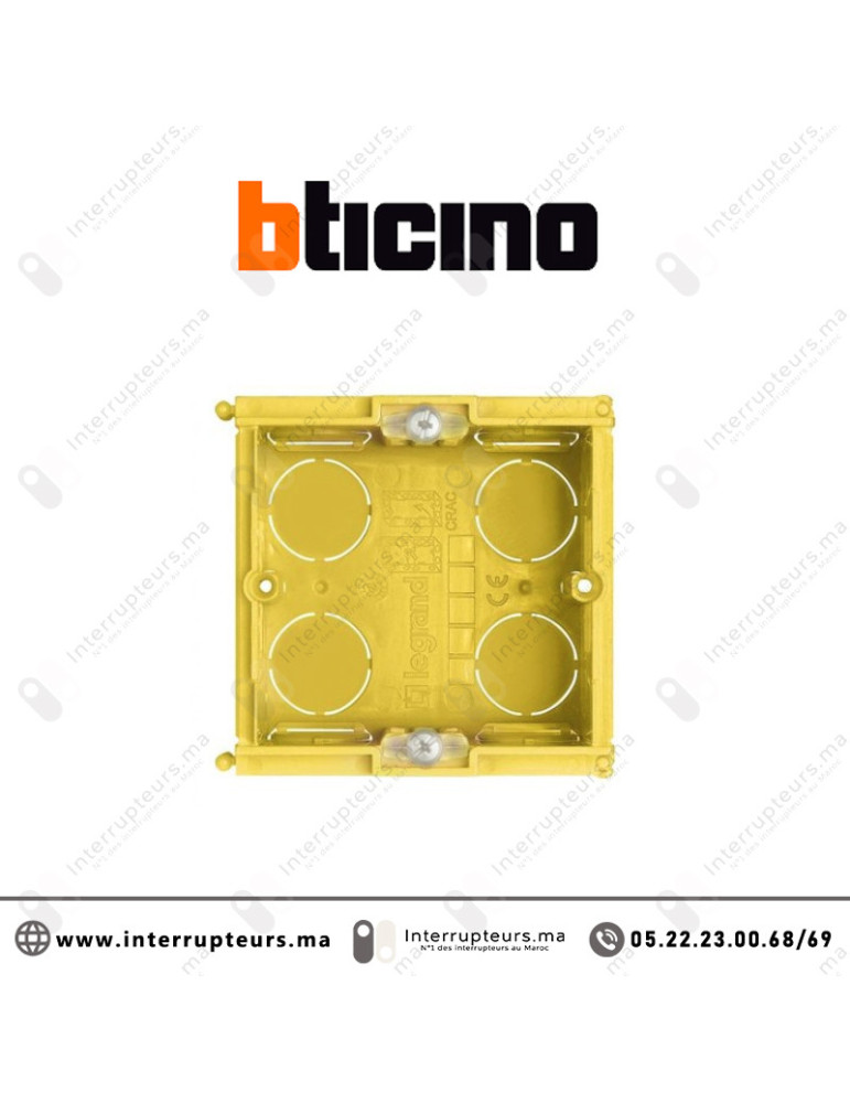 Boîte d'encastrement BTICINO 2 modules 502E Casablanca Maroc