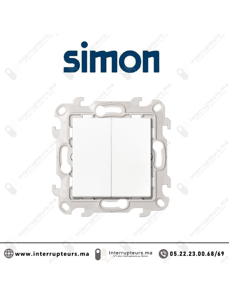 Interrupteur double SIMON 24 blanc 2410398-030 | Interrupteurs Maroc