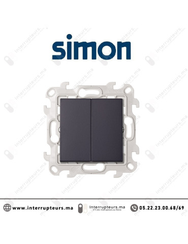 Interrupteur double va & vient SIMON 24 graphite 2410397-038 | Interrupteurs Maroc