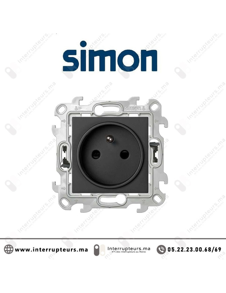 Prise 2P+T SIMON 24 graphite 2410458-038 Casablanca Maroc