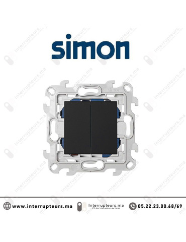 Interrupteur double SIMON 24 Noir mat 2410397-098 Casablanca Maroc