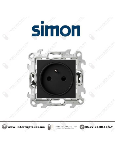 Prise 2P+T SIMON 24 Noir mat 2410458-098 Casablanca Maroc