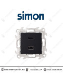 Prise HDMI + USB SIMON 24 Noir mat 2411095-098 Casablanca Maroc