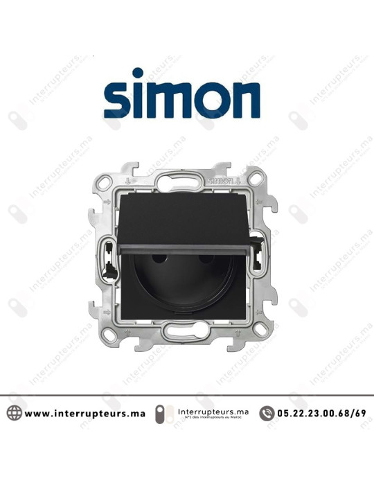 Prise 2P+T étanche IP44 SIMON 24 Noir mat 2400447-098 Casablanca Maroc