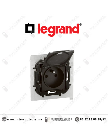 Prise 2P+T Legrand Niloe IP44 Noir Casablanca Maroc