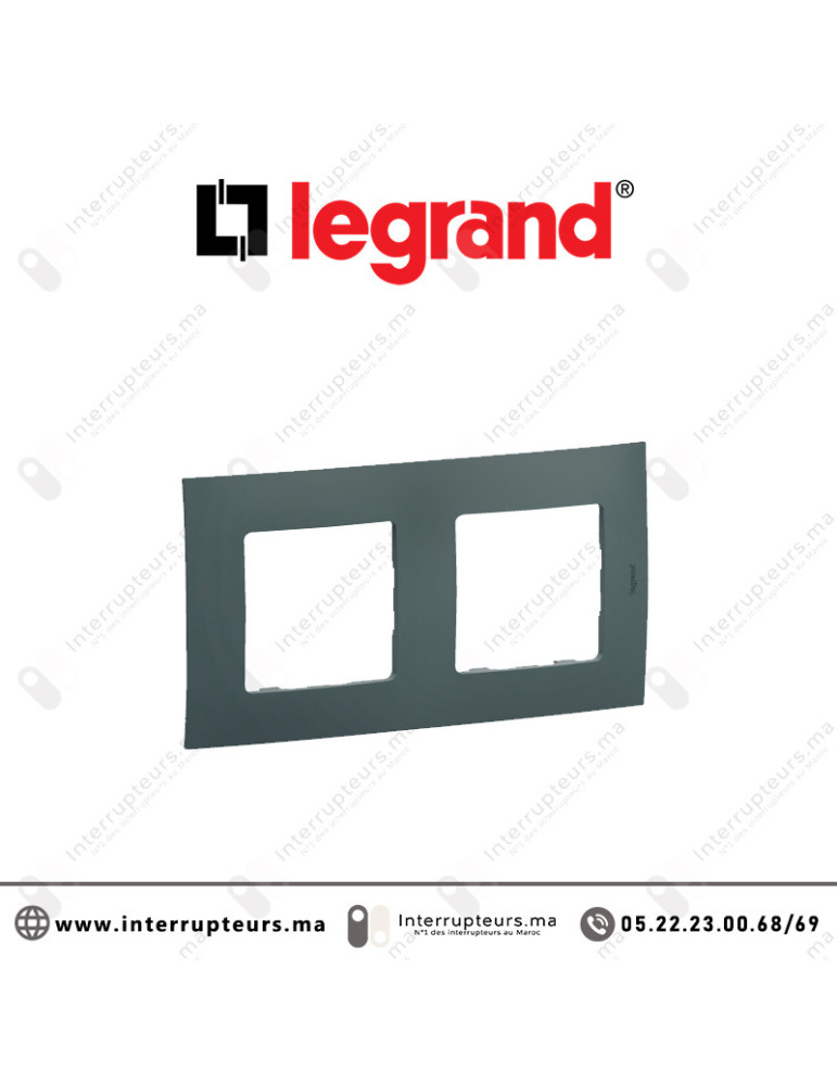 Plaque 2 postes Legrand Niloe Vert Olive Casablanca Maroc
