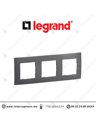 Plaque 3 postes Legrand Niloe Gris Casablanca Maroc