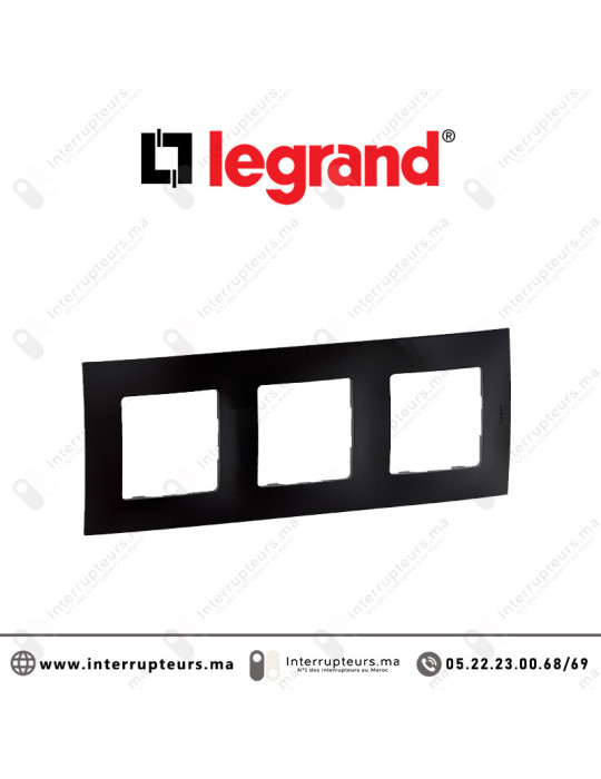 Plaque 3 postes Legrand Niloe Noir Casablanca Maroc