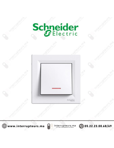Bouton poussoir lumineux Schneider Asfora blanc EPH1600121 Casablanca Maroc
