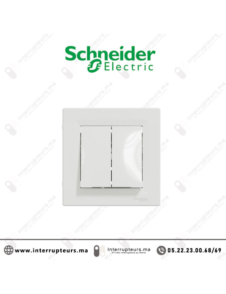 Interrupteur double allumage Schneider Asfora blanc EPH0300121 Casablanca Maroc