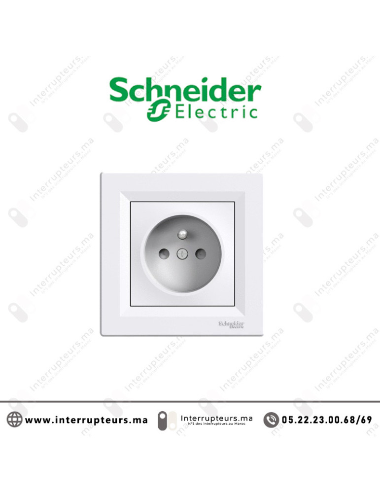 Prise 2P +T Schneider Asfora blanc EPH2800221 Casablanca Maroc