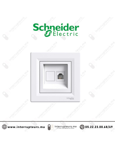 Prise RJ11 Schneider Asfora blanc EPH4100121 Casablanca Maroc