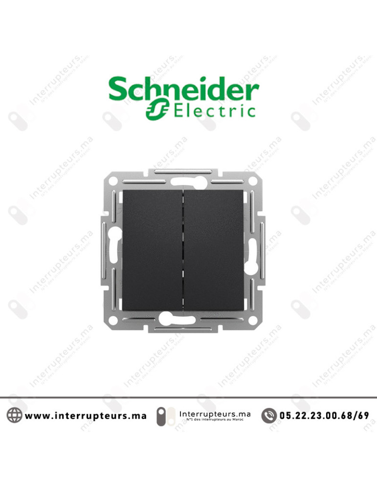 Interrupteur double allumage Schneider Asfora anthracite EPH0300171 Casablanca Maroc