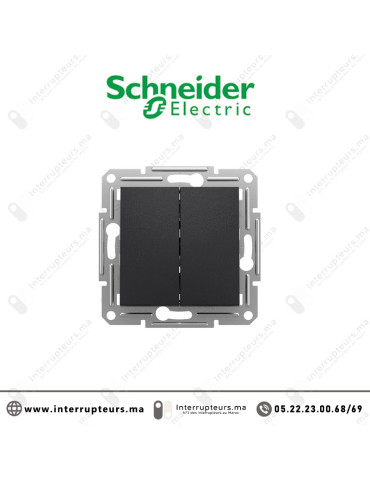 Interrupteur double va et vient Schneider Asfora anthracite EPH0600171 Casablanca Maroc