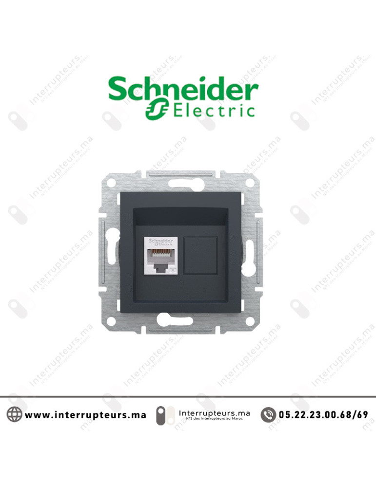 Prise RJ45 CAT6 UTP Schneider Asfora anthracite EPH4700171 Casablanca Maroc