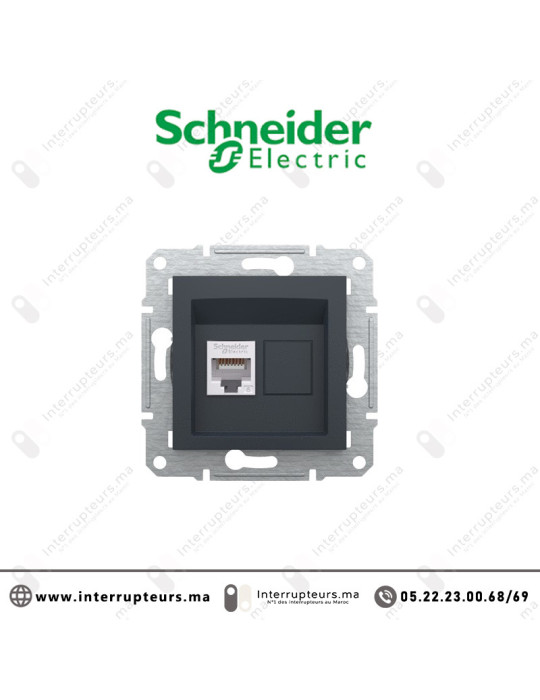 Prise RJ45 CAT6 UTP Schneider Asfora anthracite EPH4700171 Casablanca Maroc