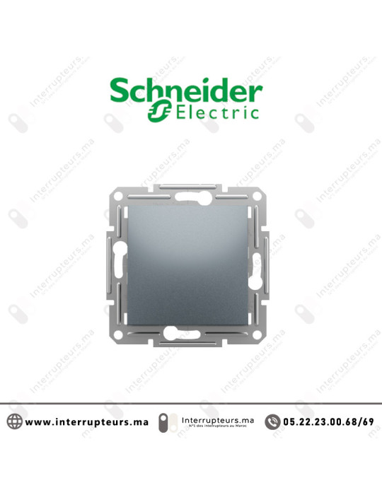 Interrupteur simple allumage Schneider Asfora Acier EPH0100162 Casablanca Maroc