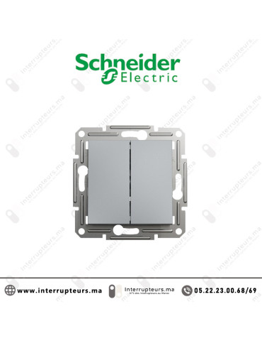 Interrupteur double allumage Schneider Asfora Acier EPH0300162 Casablanca Maroc