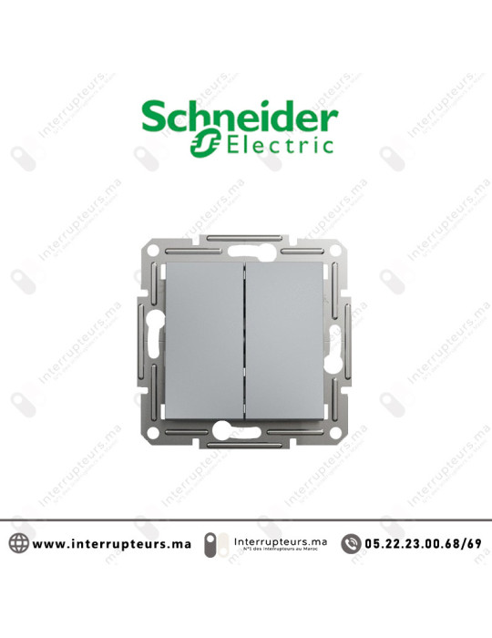 Interrupteur double allumage Schneider Asfora Acier EPH0300162 Casablanca Maroc