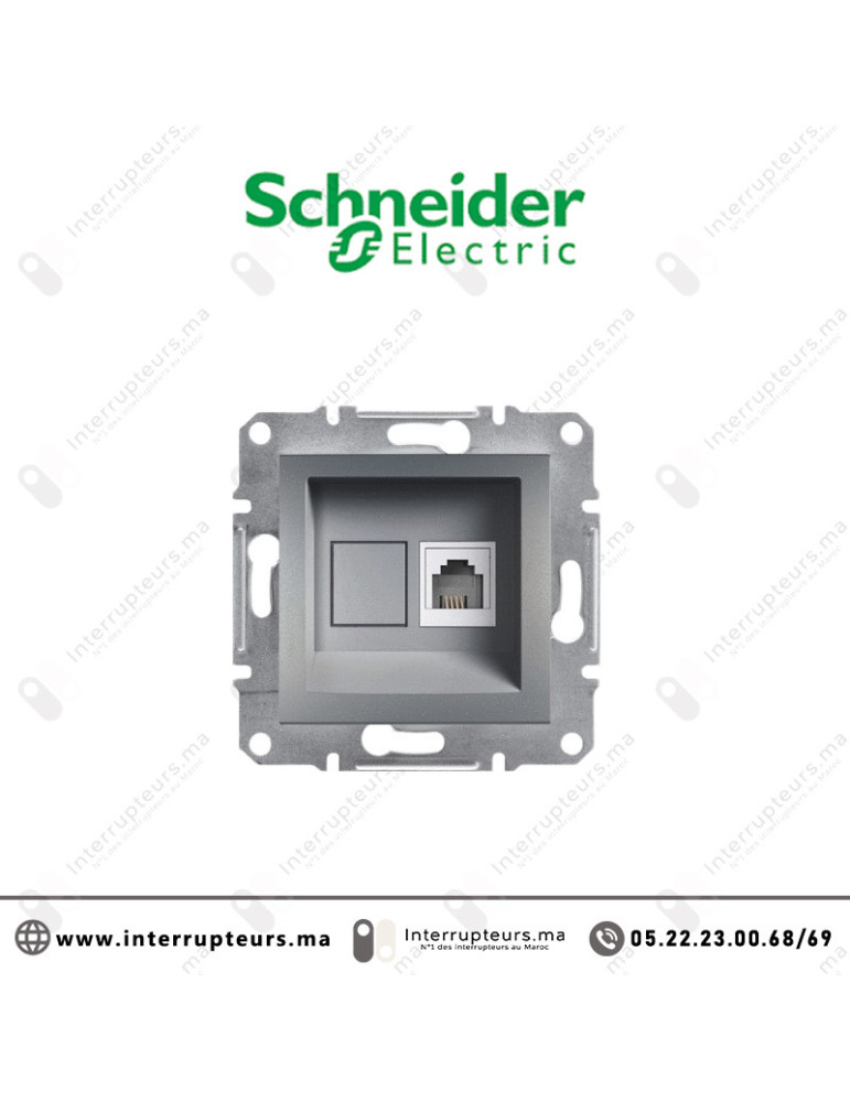Prise RJ11 Schneider Asfora Acier EPH4100162 Casablanca Maroc