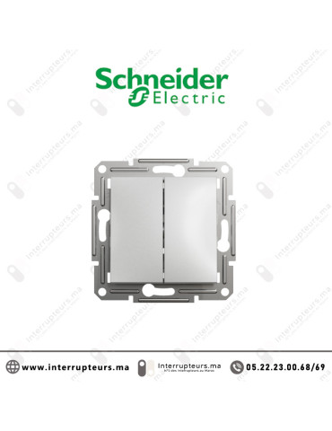 Interrupteur double va et vient Schneider Asfora aluminium EPH0600161 Casablanca Maroc