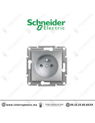 Prise 2P +T Schneider Asfora aluminium EPH2800261 Casablanca Maroc