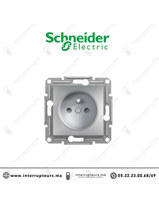 Prise 2P +T Schneider Asfora aluminium EPH2800261 Casablanca Maroc