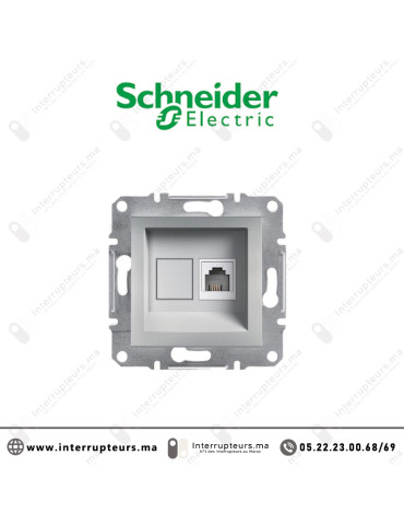 Prise RJ11 Schneider Asfora aluminium EPH4100161 Casablanca Maroc