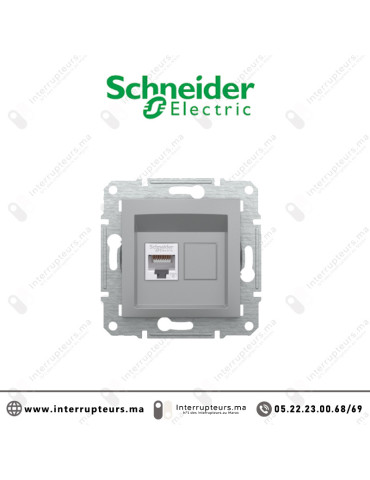 Prise RJ45 CAT6 UTP Schneider Asfora aluminium EPH4700161 Casablanca Maroc