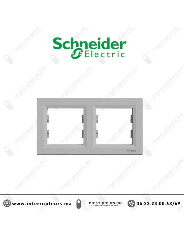 Plaque 2P Schneider Asfora aluminium EPH5800261 Casablanca Maroc