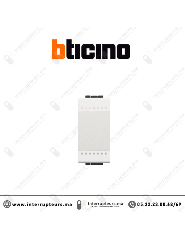 Interrupteur simple BTICINO LivingLight blanc N4001N Casablanca Maroc