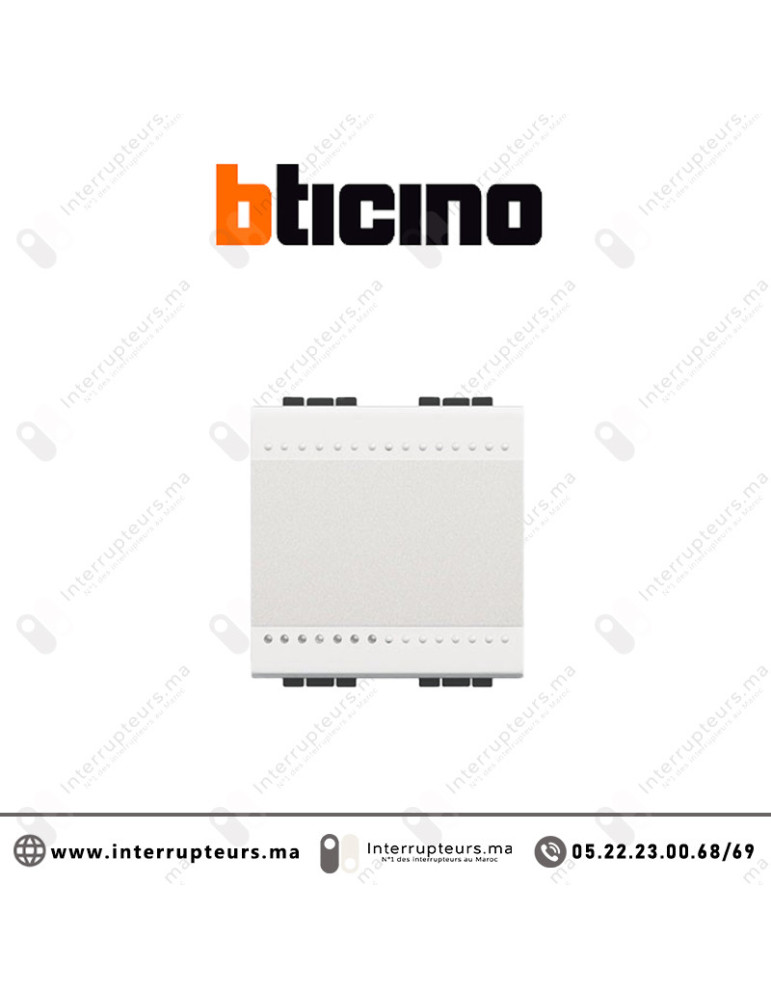 Interrupteur double BTICINO LivingLight blanc N4001M2N Casablanca Maroc