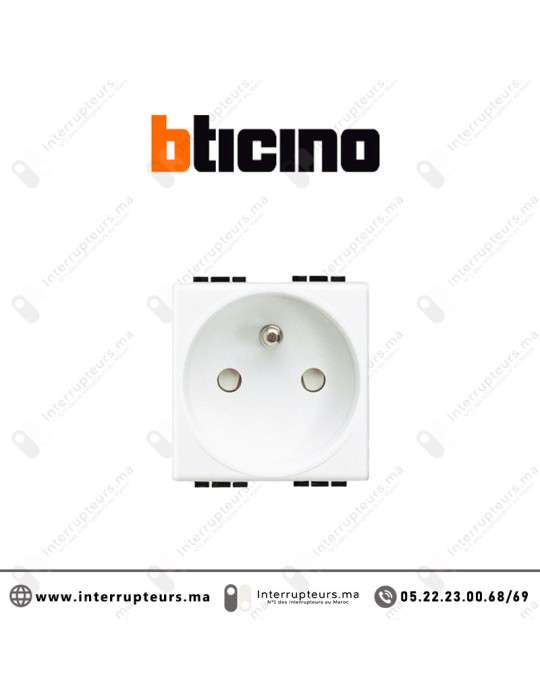 Prise 2P+T BTICINO LivingLight blanc N4142AN Casablanca Maroc