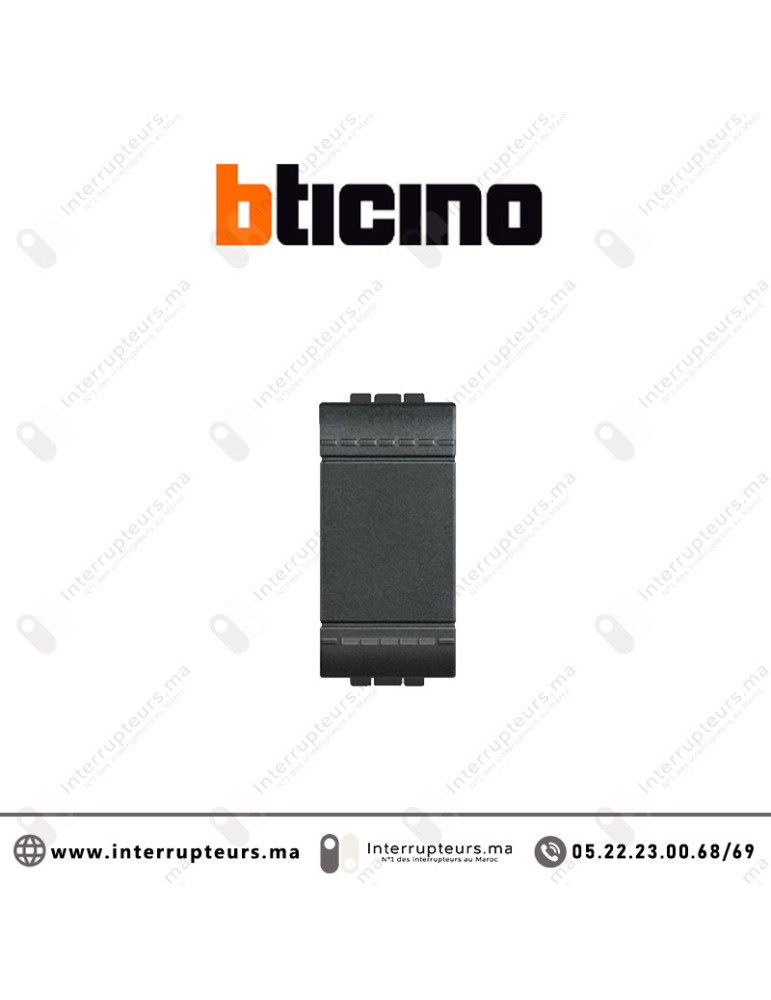 Interrupteur simple BTICINO LivingLight Anthracite L4001N Casablanca Maroc