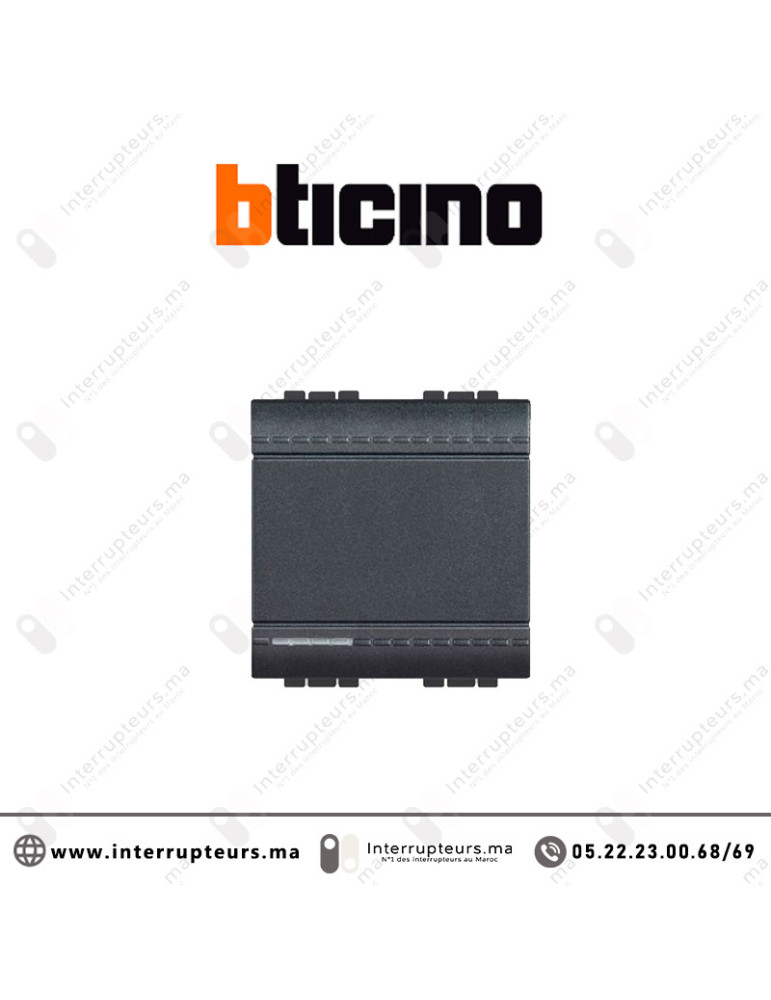 Interrupteur double BTICINO LivingLight Anthracite L4001M2N Casablanca Maroc