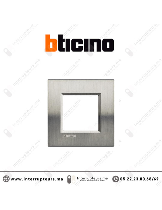 Plaque BTICINO LivingLight 2M acier brossé LNA4802ACS Casablanca Maroc