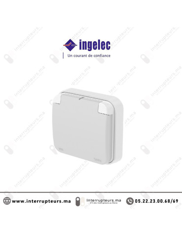 Prise 2P étanche gris clair encastré INGELEC TROPIC 55 4863A Casablanca Maroc