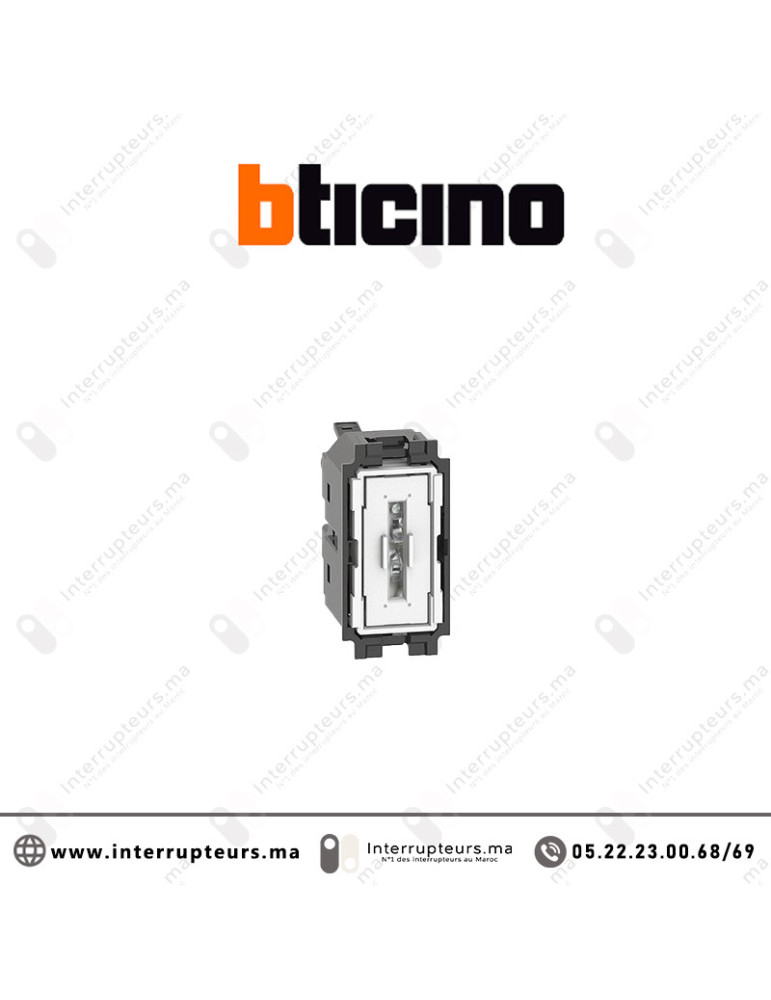 Poussoir 1M BTICINO Living Now BTK4005A Casablanca Maroc