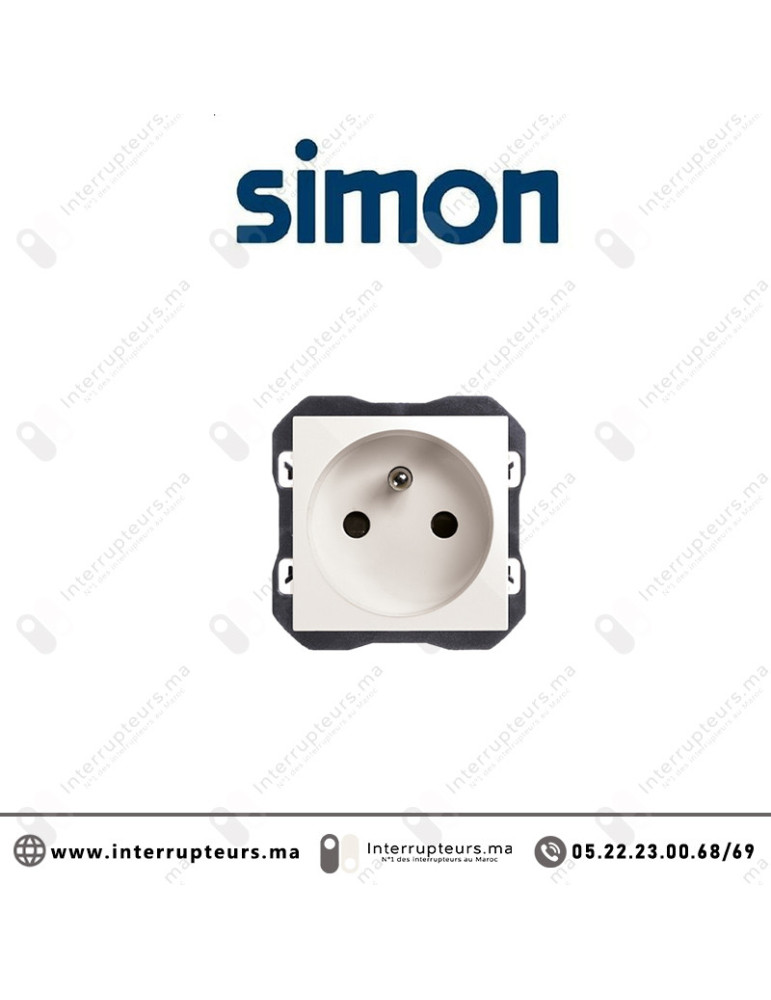 Prise Simon 270 2P+T 16A 250V avec système de bornage blanc 20000458-090 Casablanca Maroc