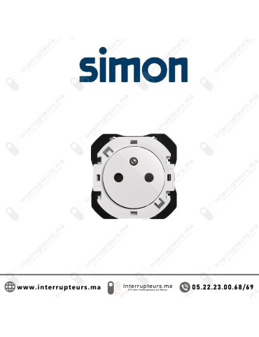 Prise Simon 270 2P+T 16A 250V blanc 20000455-090 Casablanca Maroc