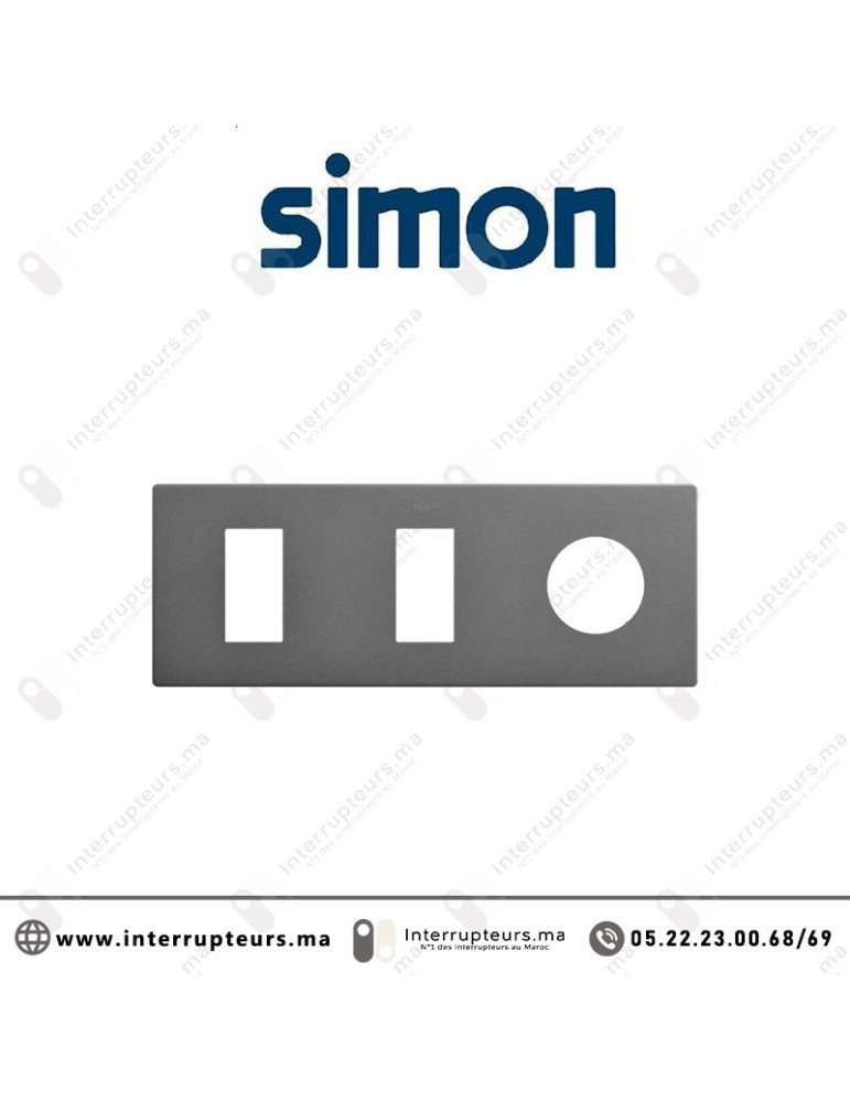 Cadre Simon 270 Minima 3 modules 2M étroit + prise 2P+T CLEAN Titane 27191630-096 Casablanca Maroc