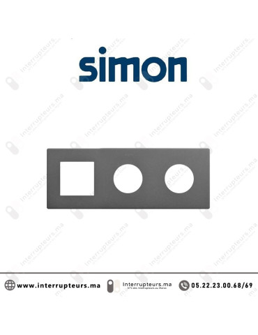 Cadre Simon 270 Minima 3 modules 1M large + 2 prises 2P+T CLEAN Titane 27193630-096 Casablanca Maroc